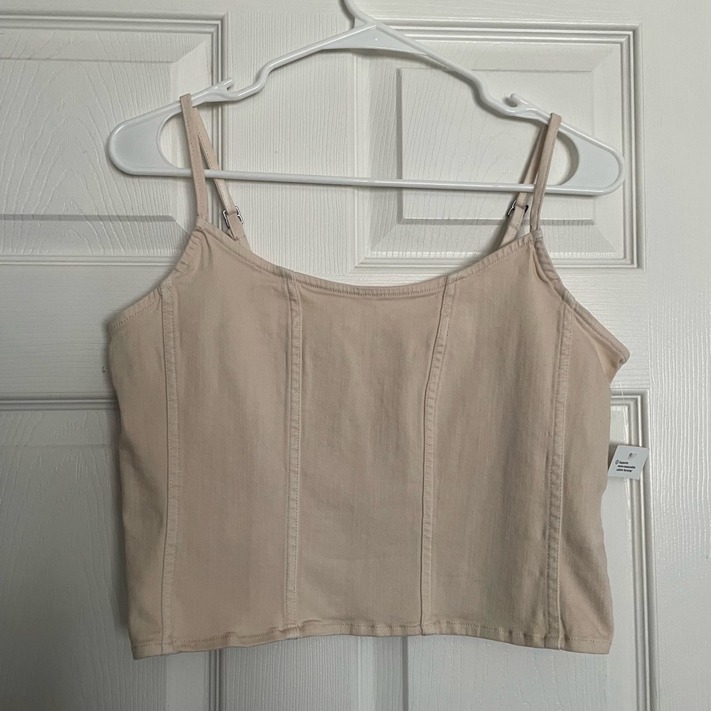 SO size Medium Women's Beige Corset Style Crop Tank Top